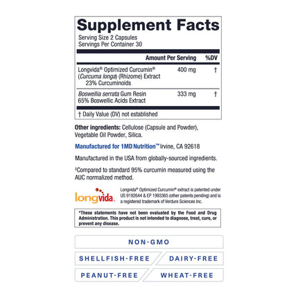 1MD Nutrition CurcuminMD Plus - Turmeric Curcumin with Boswellia Serrata, Highly Absorbable | Joint Support & Recovery | 120 Capsules (2-Pack)