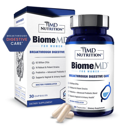 BiomeMD Probiotics for Women by 1MD Nutrition – 60B CFUs, 15 Strains, 30 Capsules