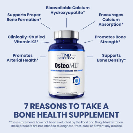 1MD Nutrition OsteoMD – Comprehensive Bone Health Support with Vitamin D3, K2 (MenaQ7) & Hydroxyapatite