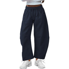 Fashion Loose Sports Drawstring Pocket Cropped Sweatpants