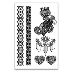 Black lace waterproof tattoo stickers