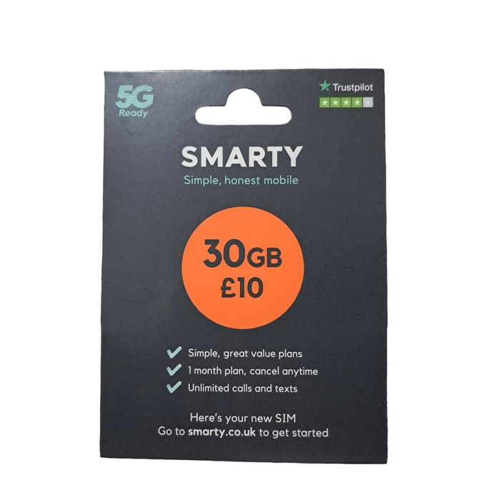 Smarty Pay As You Go Sim Card - £10