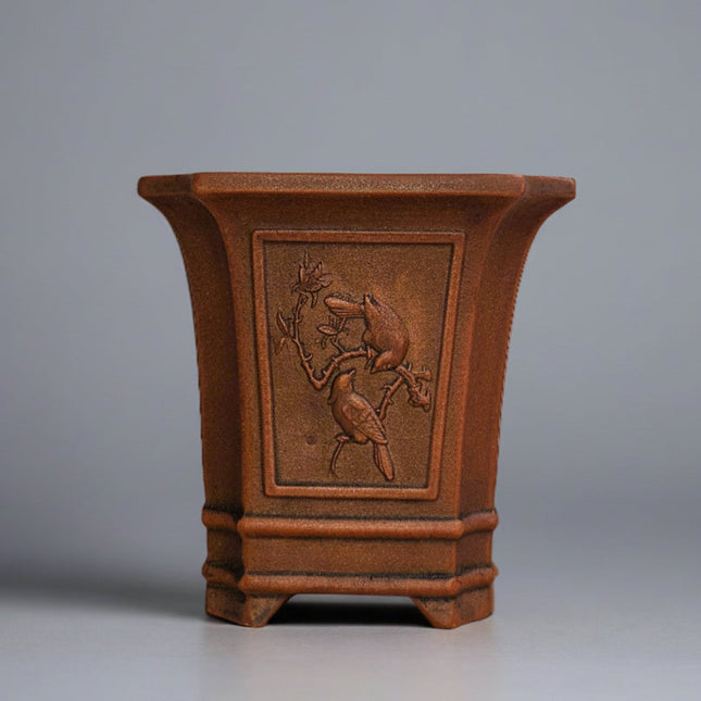 11cm Premium Unglazed Bonsai Pot | Cascade | 11cm x 11cm x 11cm | Brown