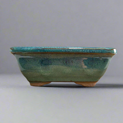 13cm Glazed Bonsai Pot | Rectangle | 13cm x 10cm x 5cm | Light Blue