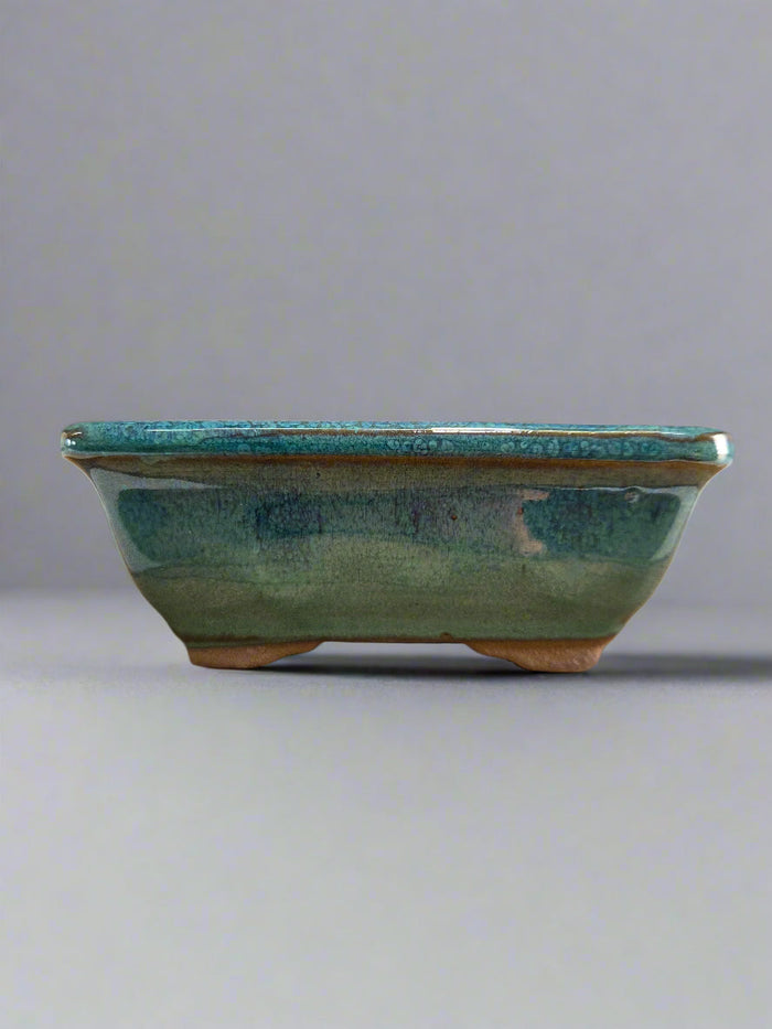 13cm Glazed Bonsai Pot | Rectangle | 13cm x 10cm x 5cm | Light Blue