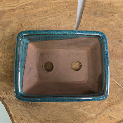 13cm Glazed Bonsai Pot | Rectangle | 13cm x 10cm x 5cm | Light Blue