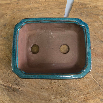 12cm Glazed Bonsai Pot | Rectangle | 12cm x 10cm x 5cm | Light Blue