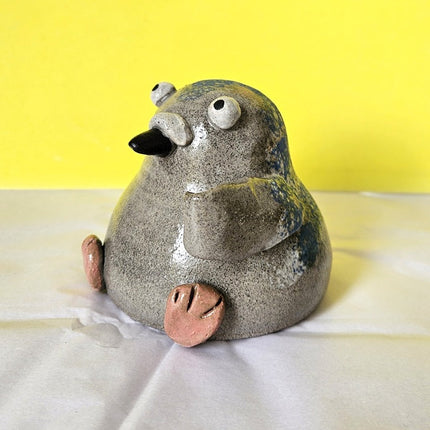 Pigeon with Sign - Handmade Ceramic Friend