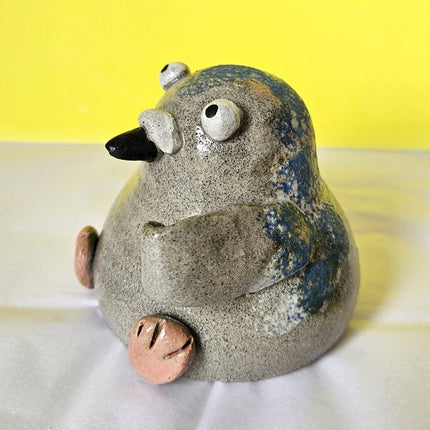 Pigeon with Sign - Handmade Ceramic Friend