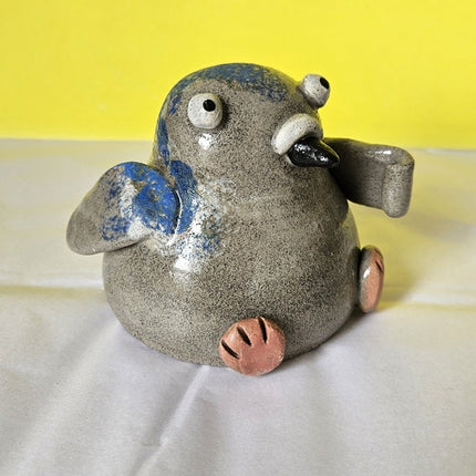 Pigeon with Sign - Handmade Ceramic Friend