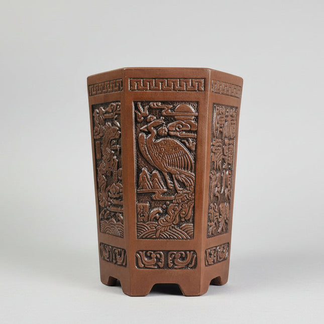 17cm Premium Unglazed Bonsai Pot | Cascade | 17cm x 25cm | Brown