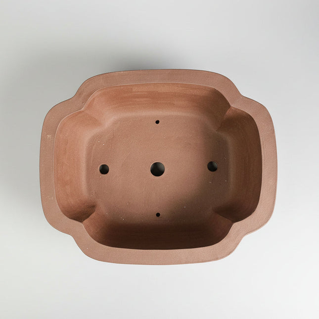 37cm Unglazed Bonsai Pot | Floral | 37cm x 30cm x 13cm | Brown