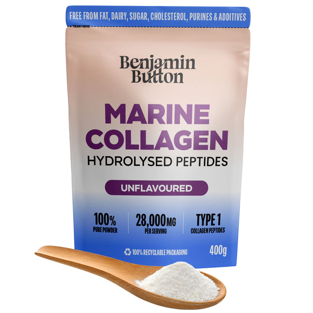Marine Collagen Powder – 93% Protein, Wild-Caught, 400g Unflavoured | Benjamin Button