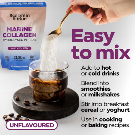 Marine Collagen Powder – 93% Protein, Wild-Caught, 400g Unflavoured | Benjamin Button