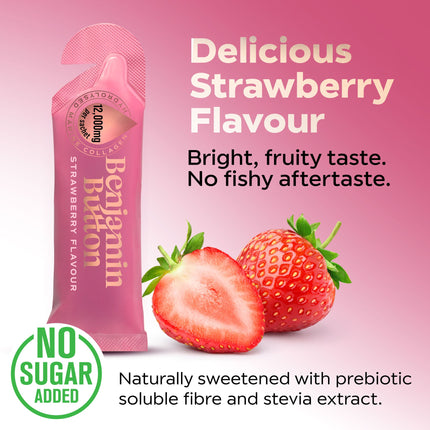 Perimenopause Collagen Strawberry Sachets – 14 Pack (2 Weeks Supply) – 12,000mg Marine Collagen with Chasteberry, Vitamins & Hyaluronic Acid