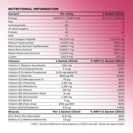 Benjamin Button 12,000mg Marine Collagen Drink - Passionfruit Liquid Sachets - 14 Sachets - Menopause Support