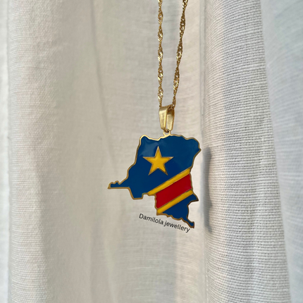 Congo Flag Map Necklace🇨🇩