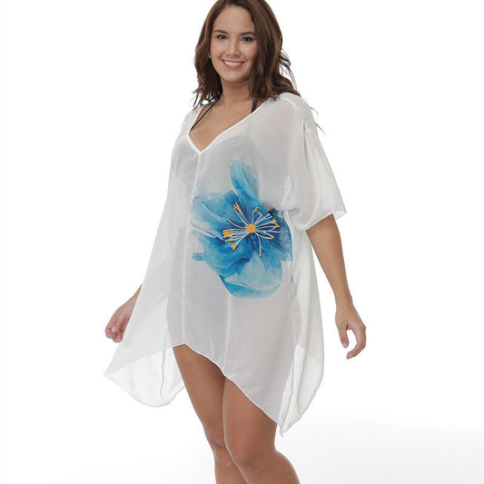 Plus Size Bikini Cover-up Loose Beach Sun Protection Blouse