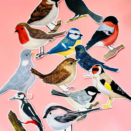Garden Birds 10cm Vinyl Stickers: Nature Inspired Waterproof Decals