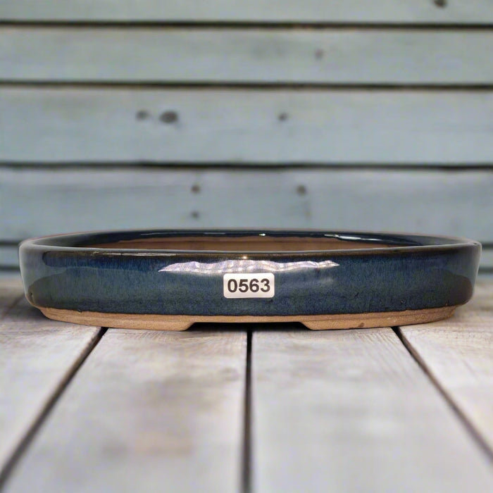 21cm Glazed Bonsai Pot | Oval | 21cm x 16cm x 3cm | Blue