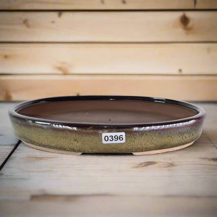 21cm Glazed Bonsai Pot | Oval | 21cm x 16cm x 3cm | Green