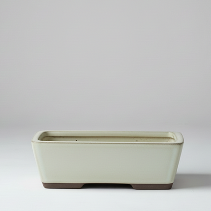 22cm Glazed Bonsai Pot | Rectangle | 22cm x 17cm x 7cm | White