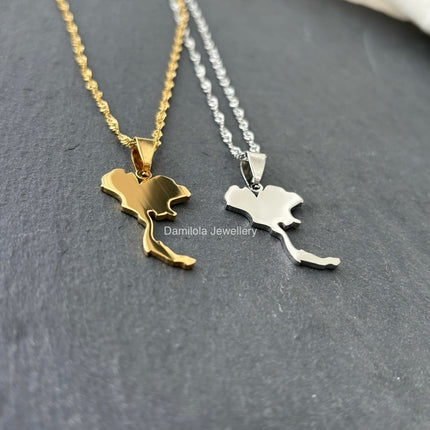 Thailand Map Necklace - Gold/Silver