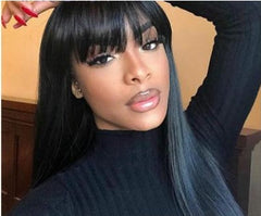 Chemical fiber mid-length straight hair