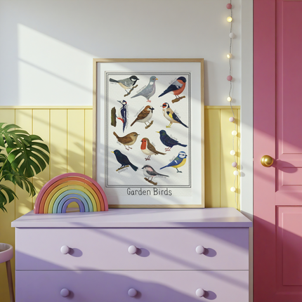 Garden British Birds Art Print-: Multiple Sizes available