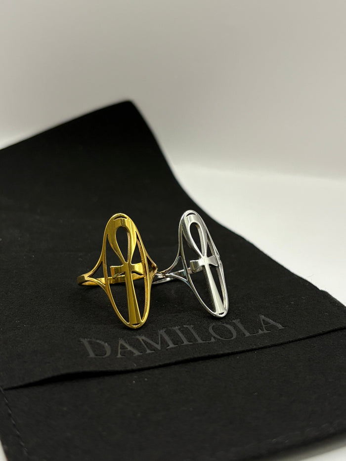 Ankh Ring - Large Oval - Silver/Gold