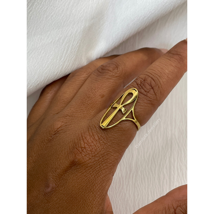 Ankh Ring - Large Oval - Silver/Gold