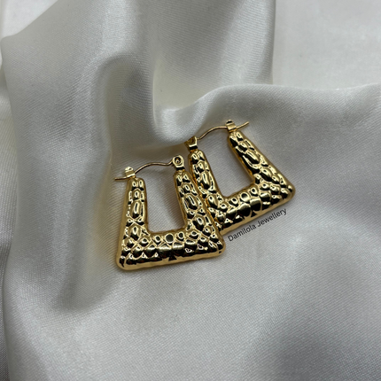 Gold ‘Tianna’ Textured Triangle Hoops
