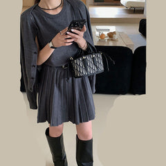 Age-reducing Vest Skirt Long-sleeved Cardigan Knitted Two-piece