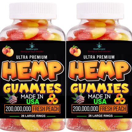 2Pack Hemp Gummies – Premium Hemp Oil Peach Ring (Made in USA)