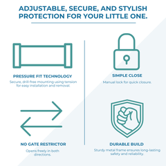 FYLO 3x Baby Safety Stair Gate  Pressure Fit 75-86cm (3 pack)