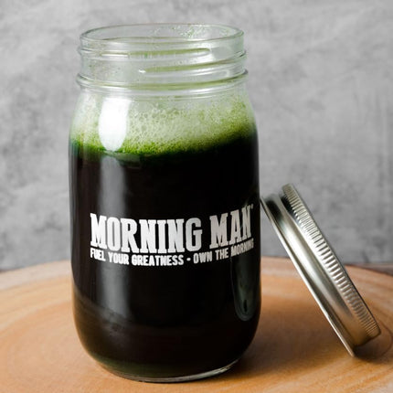 Morning Man Greens Probiotic Superfood Mix – 95mg Caffeine, 75+ Vitamins, Gluten Free, Vegan, 30 Servings