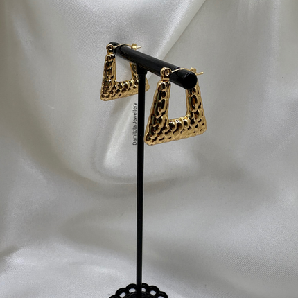 Gold ‘Tianna’ Textured Triangle Hoops