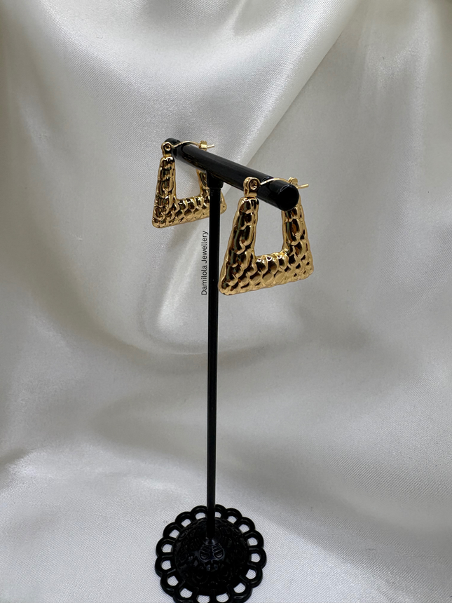 Gold ‘Tianna’ Textured Triangle Hoops