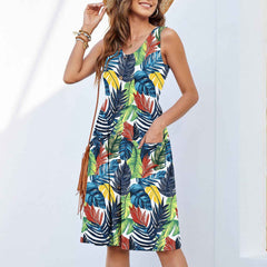 Female Versatile Sleeveless Printed Dress Spring And Summer