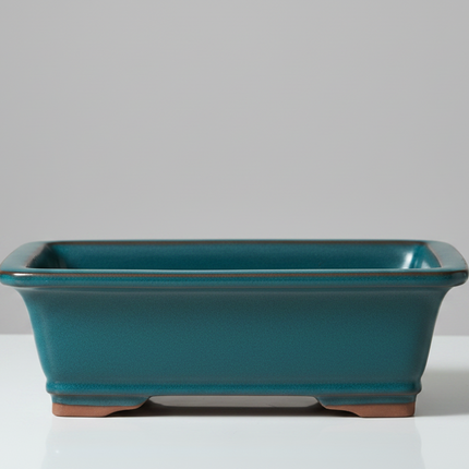 31cm Glazed Bonsai Pot | Rectangle | 31cm x 26cm x 10cm | Blue