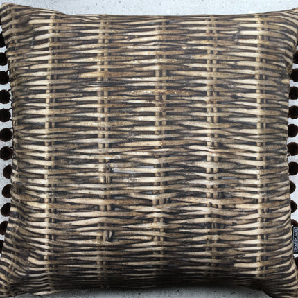 Willow Print Cushion + Velvet Pom Poms