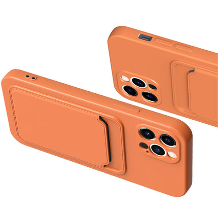 Liquid Silicone Black Case With Card Slot - For iPhone 12