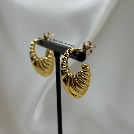 Gold ‘Ruby’ Ripple Hoops