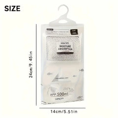 5-Pack Large Dehumidifier Bags 500ml – High Capacity Non-Electric Moisture Absorber for Closet, Wardrobe, Drawer & Home | Reusable Hanging Dehumidifiers, No Power Needed