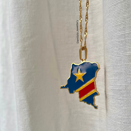 Congo Flag Map Necklace🇨🇩