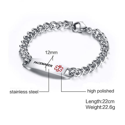 12MM stainless steel medical logo bracelet