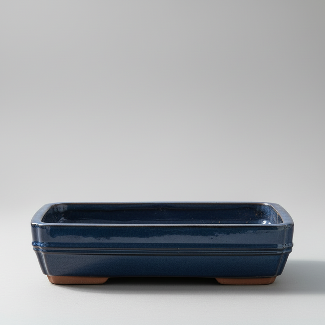 37cm Glazed Bonsai Pot | Rectangle | 37cm x 28cm x 9cm | Blue