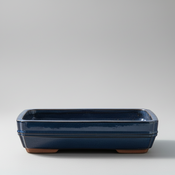 37cm Glazed Bonsai Pot | Rectangle | 37cm x 28cm x 9cm | Blue