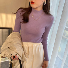 Autumn And Winter New Half Turtleneck Slim Fit Long Sleeve Inner Wear Knitwear For Women