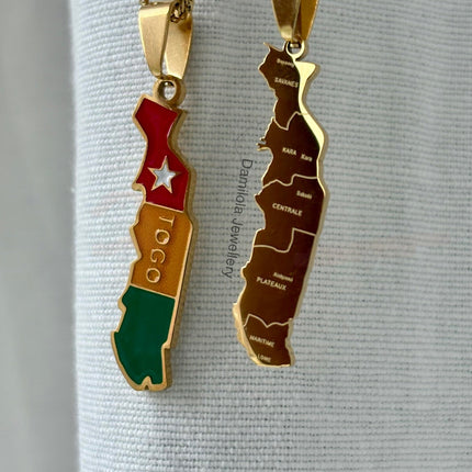 Togo Engraved Map Necklace - Gold